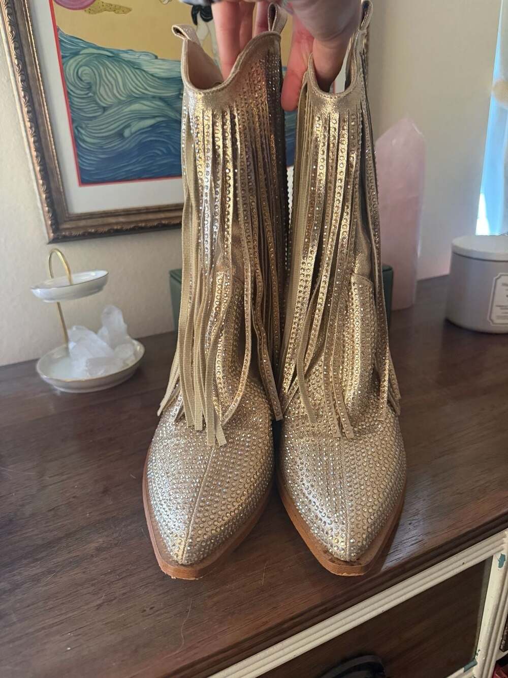 Jessica Simpson Paredisa Rhinestone Fringe Cowboy Booties - Picture 4 of 12